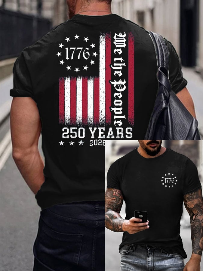 Men's Casual USA 250th Anniversary Printed Short-Sleeve T-Shirt