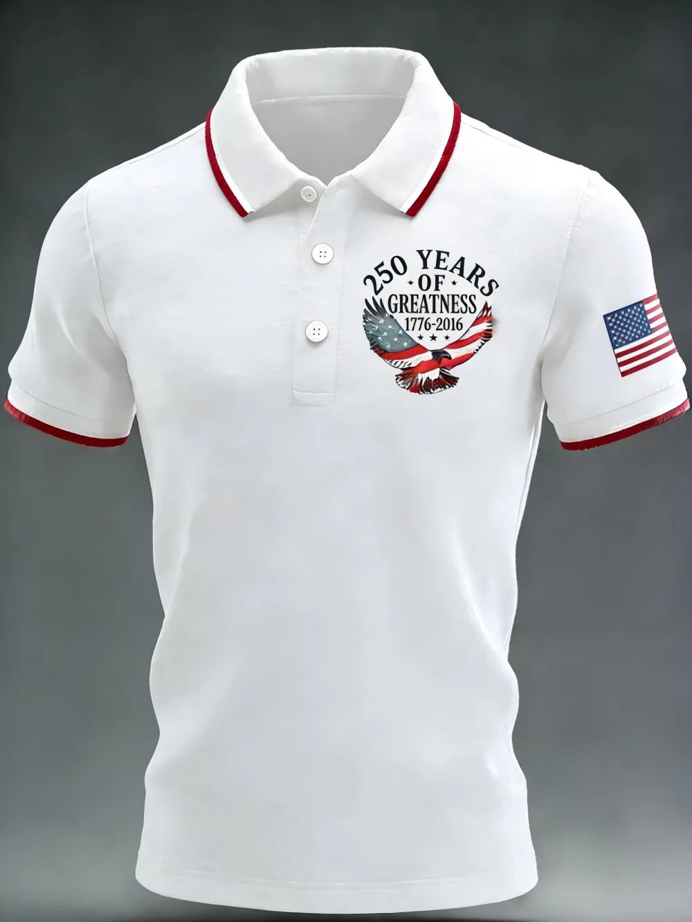 Men'S Retro 250Th Anniversary Of The United States Print Independence Day Cross Print Polo Shirt