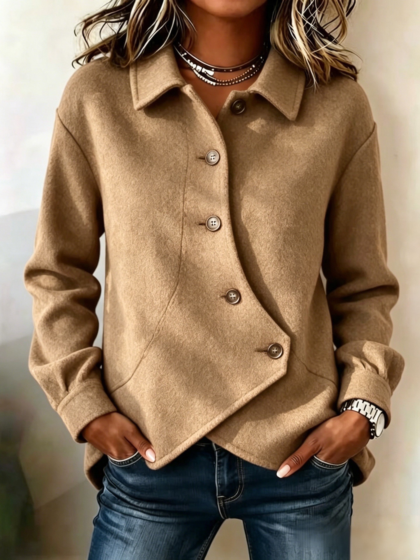 🔥 Women's Button-Up Collared Shacket