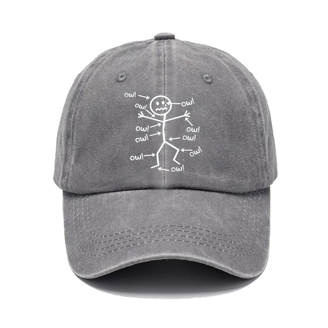 OW! Stickman Pain Meme Vintage Baseball Cap