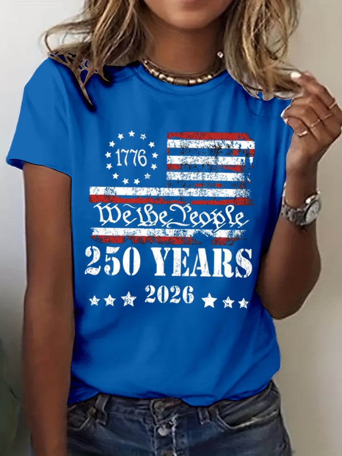 Women's 250th America Anniversary Casual Printed T-Shirt