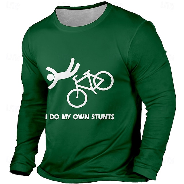 Men's I Do My Own Stunts Funny Slang T Shirt Long Sleeve T shirt 3D Print Crew Neck Shirt Fashion Daily Basic Street Casual Daily Black Red Blue Clothing