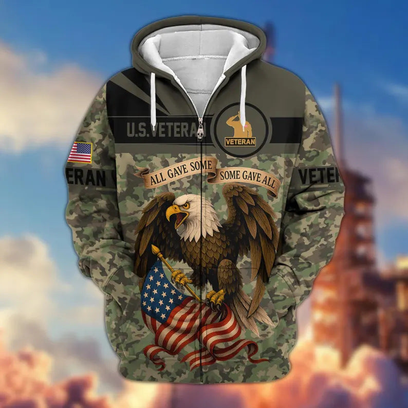 😊Premium US Veterans Zip Hoodie, Gifts For US Veterans, Veterans Day.