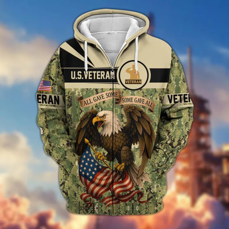 😊Premium US Veterans Zip Hoodie, Gifts For US Veterans, Veterans Day.