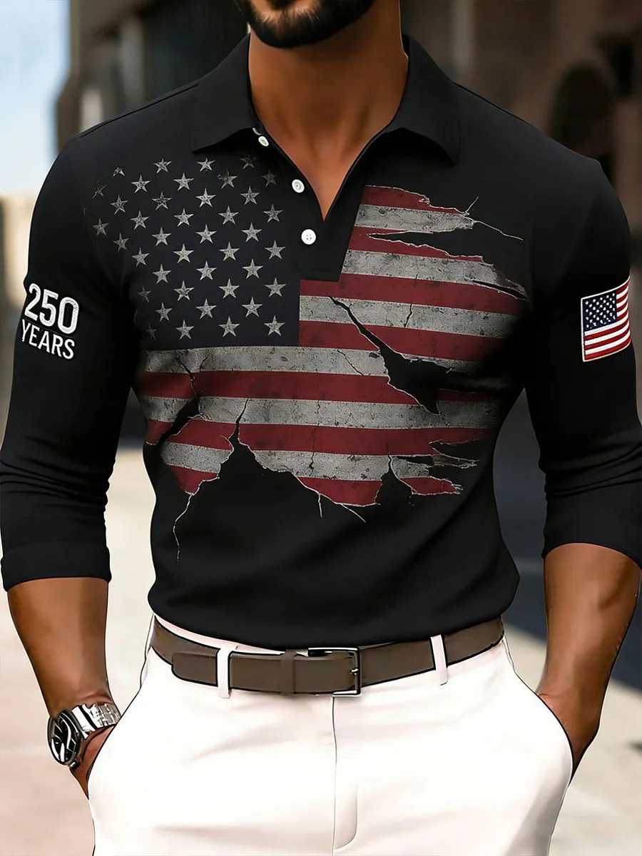Men'S 250Th Anniversary Of The Founding Of The United States Long-Sleeve Polo