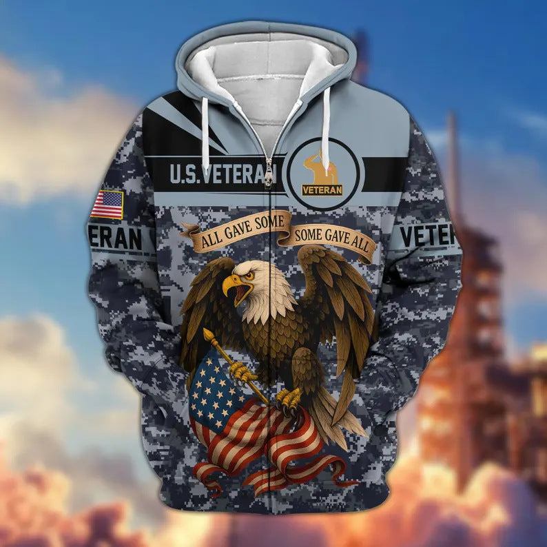 😊Premium US Veterans Zip Hoodie, Gifts For US Veterans, Veterans Day.
