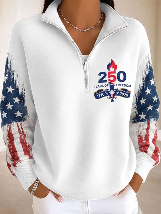 Women's Casual America Flag Print Sweatshirt