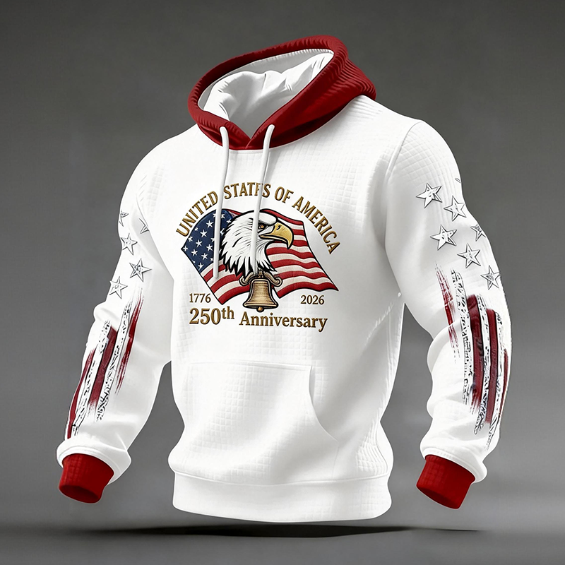 Men's Casual American 250th Anniversary Print Sweatshirt