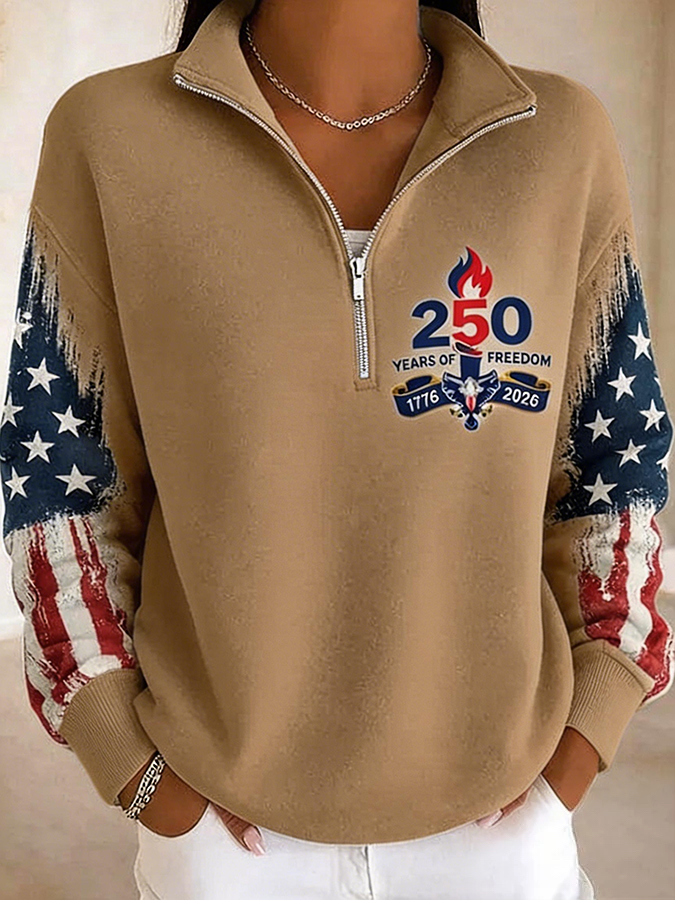 Women's Casual America Flag Print Sweatshirt