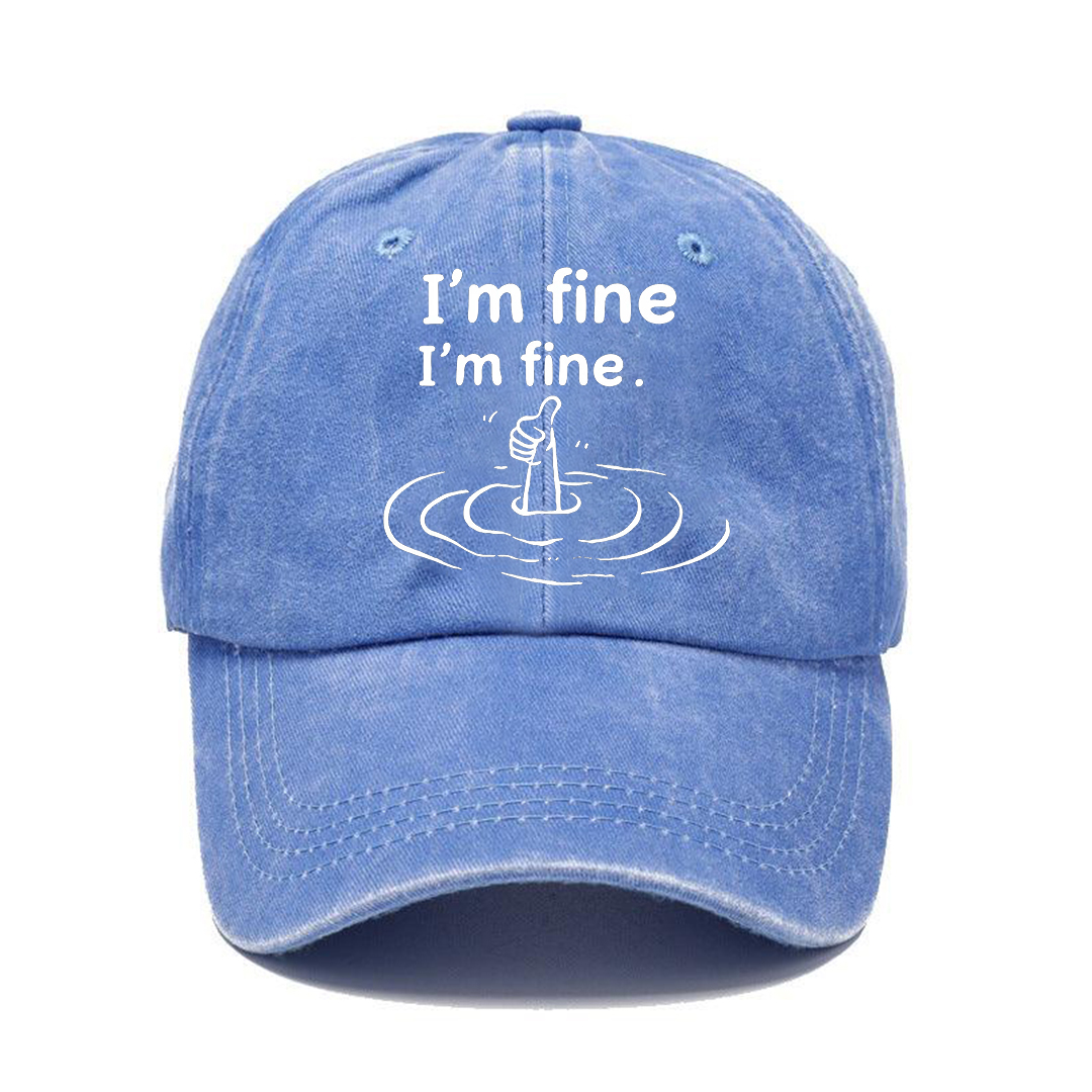 Silent Nod Cap | I'm Fine Humor Illustration Vintage Baseball Hat