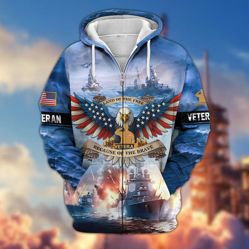 😊Premium US Veterans Zip Hoodie, Gifts For US Veterans, Veterans Day.