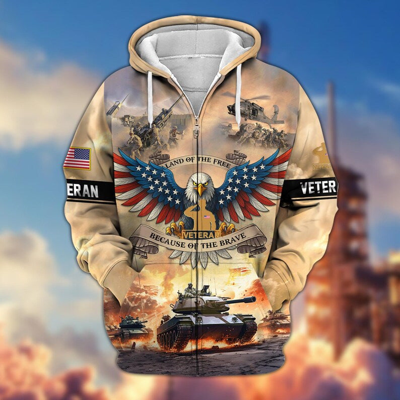 😊Premium US Veterans Zip Hoodie, Gifts For US Veterans, Veterans Day.