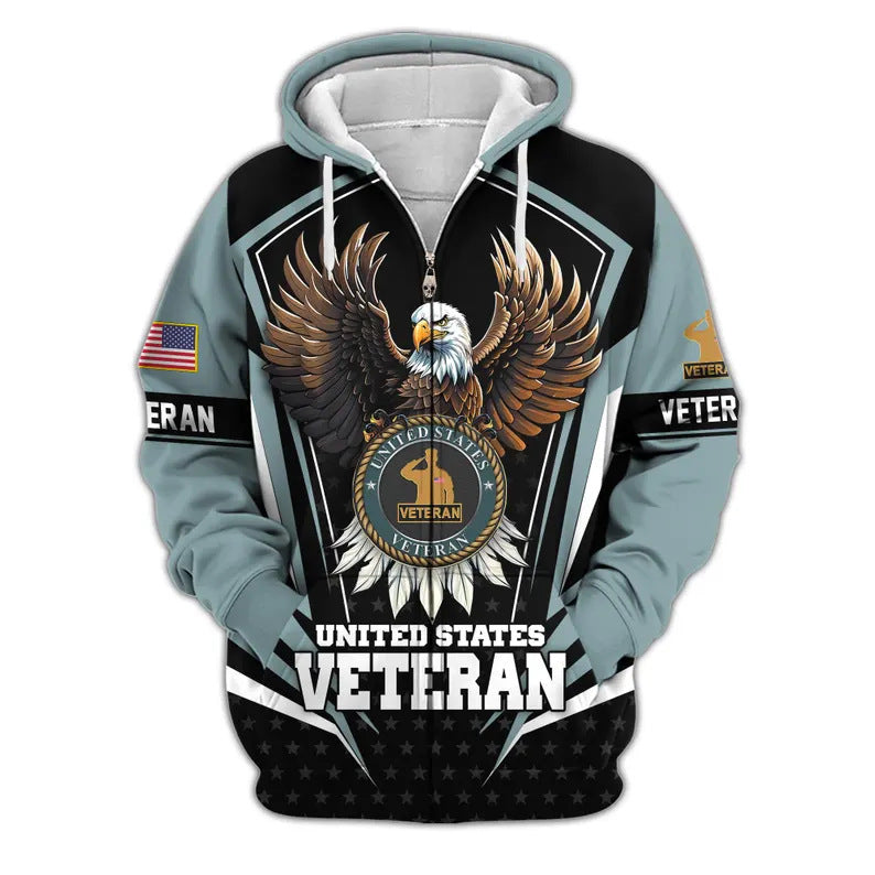 😊Premium US Veterans Zip Hoodie, Gifts For US Veterans, Veterans Day.