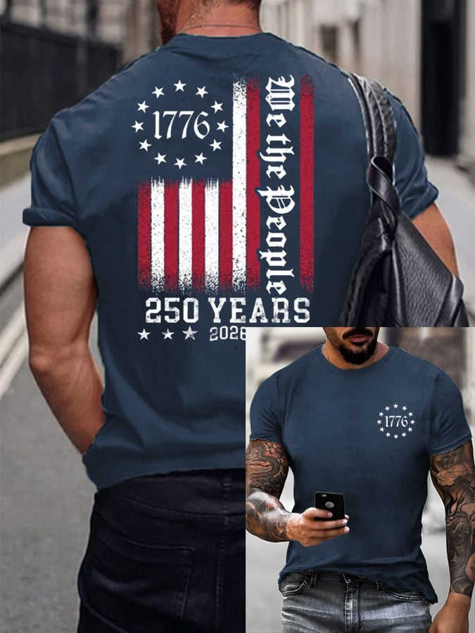 Men's Casual USA 250th Anniversary Printed Short-Sleeve T-Shirt