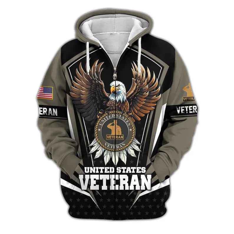 😊Premium US Veterans Zip Hoodie, Gifts For US Veterans, Veterans Day.
