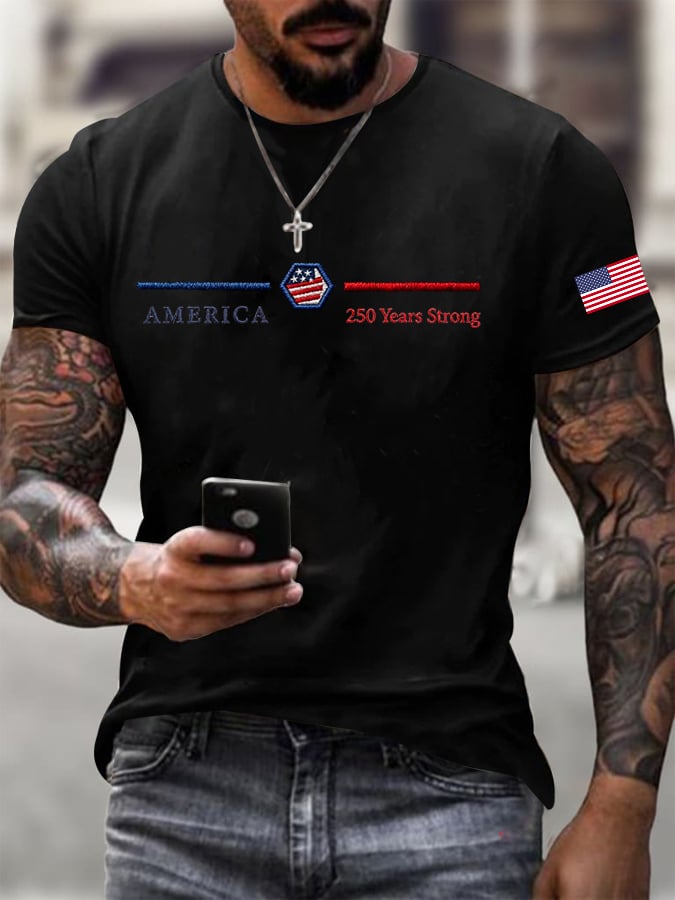 Men's American 250th Anniversary Printed Casual T-Shirt