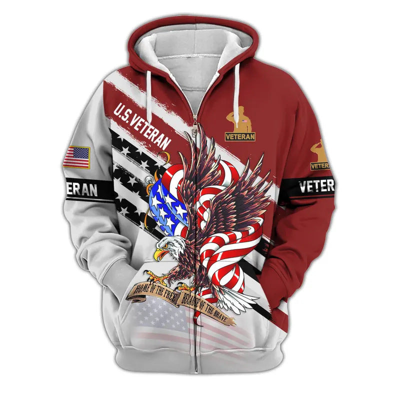 😊Premium US Veterans Zip Hoodie, Gifts For US Veterans, Veterans Day.