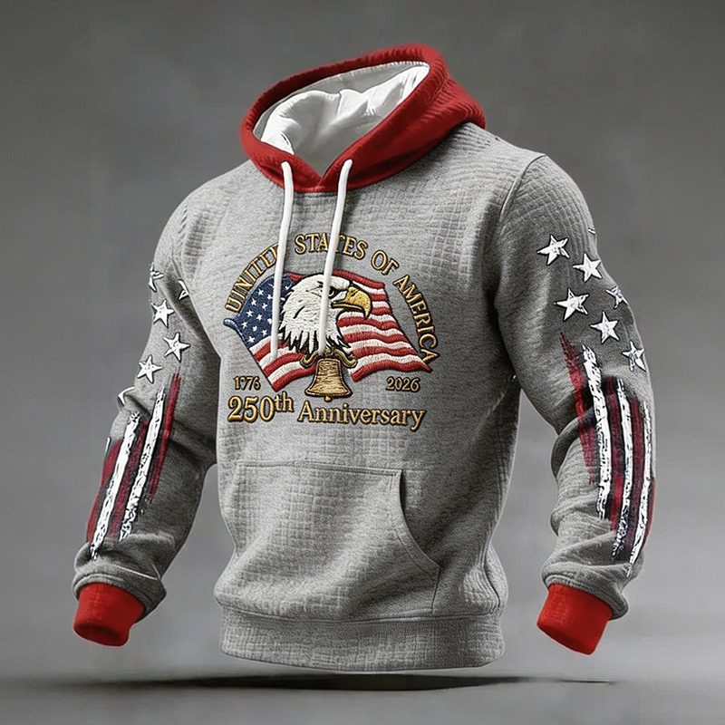 Men's Casual American 250th Anniversary Print Sweatshirt