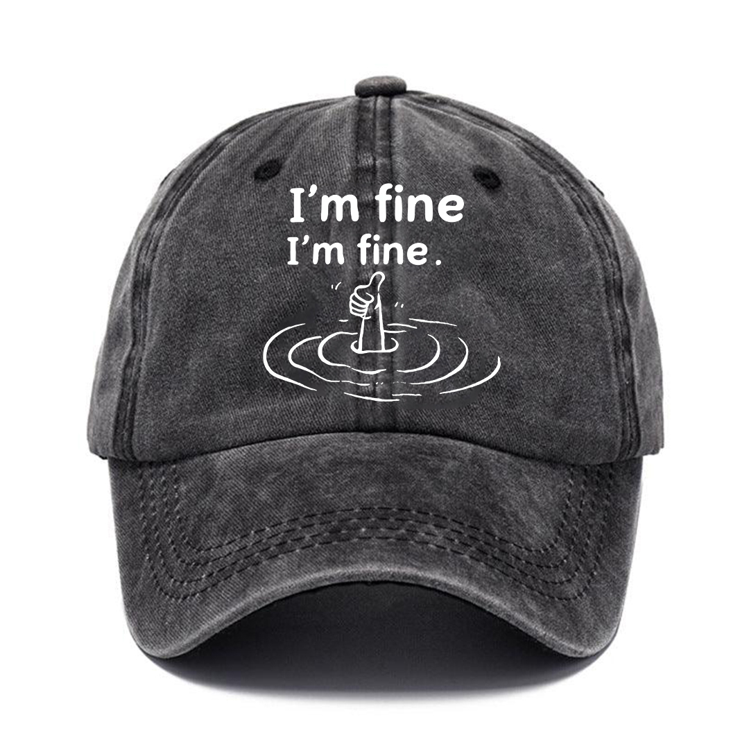 Silent Nod Cap | I'm Fine Humor Illustration Vintage Baseball Hat