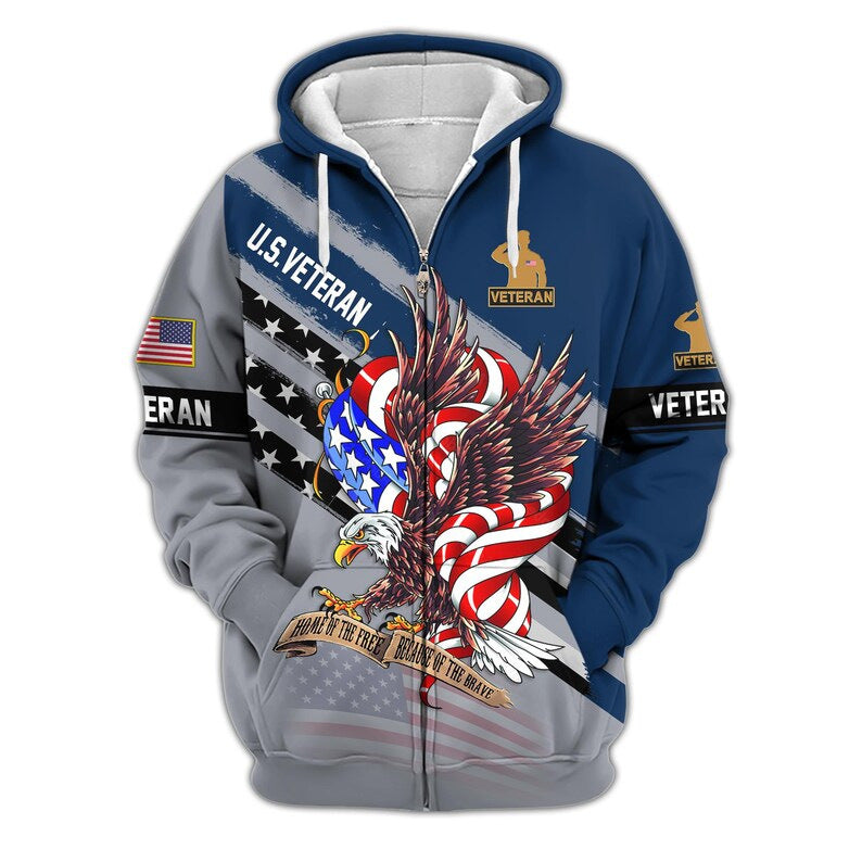 😊Premium US Veterans Zip Hoodie, Gifts For US Veterans, Veterans Day.