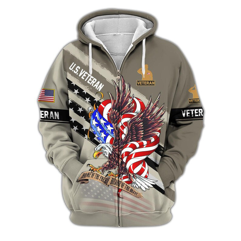 😊Premium US Veterans Zip Hoodie, Gifts For US Veterans, Veterans Day.