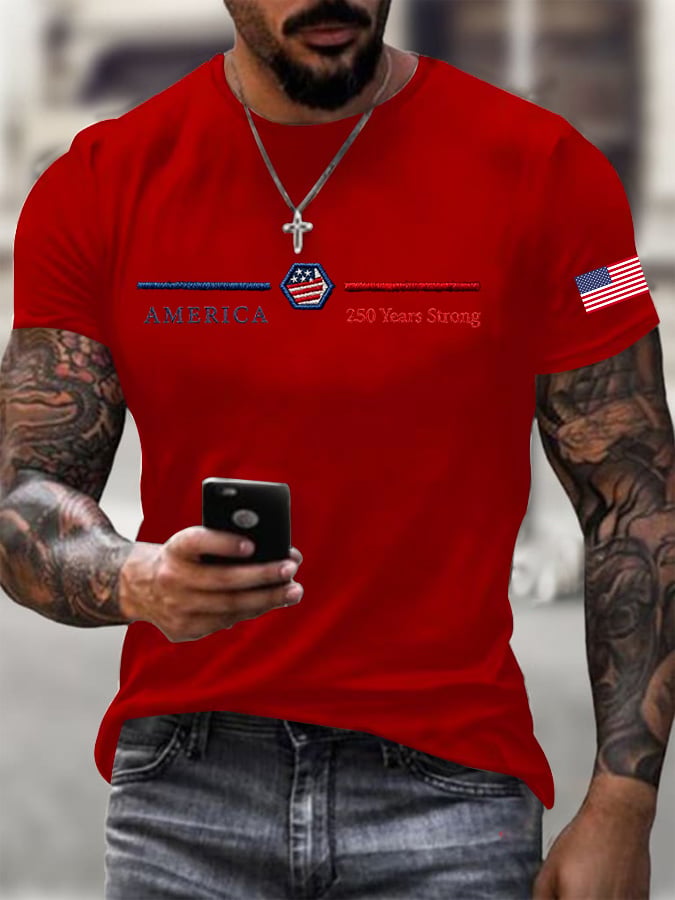 Men's American 250th Anniversary Printed Casual T-Shirt