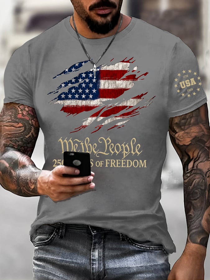Men's 250th America Anniversary Casual Printed T-Shirt