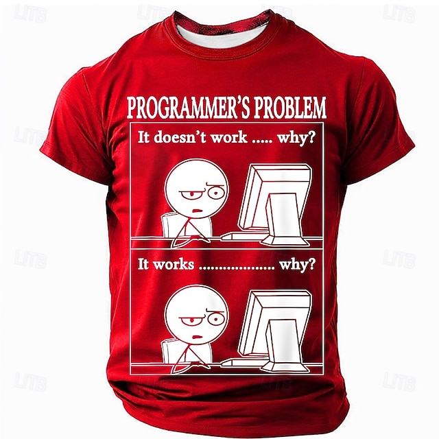 Men's Funny T Shirt Short Sleeve T shirt 3D Print Crew Neck Shirt Fashion Daily Basic Street Casual Black Red Blue Summer Spring Clothing Apparel