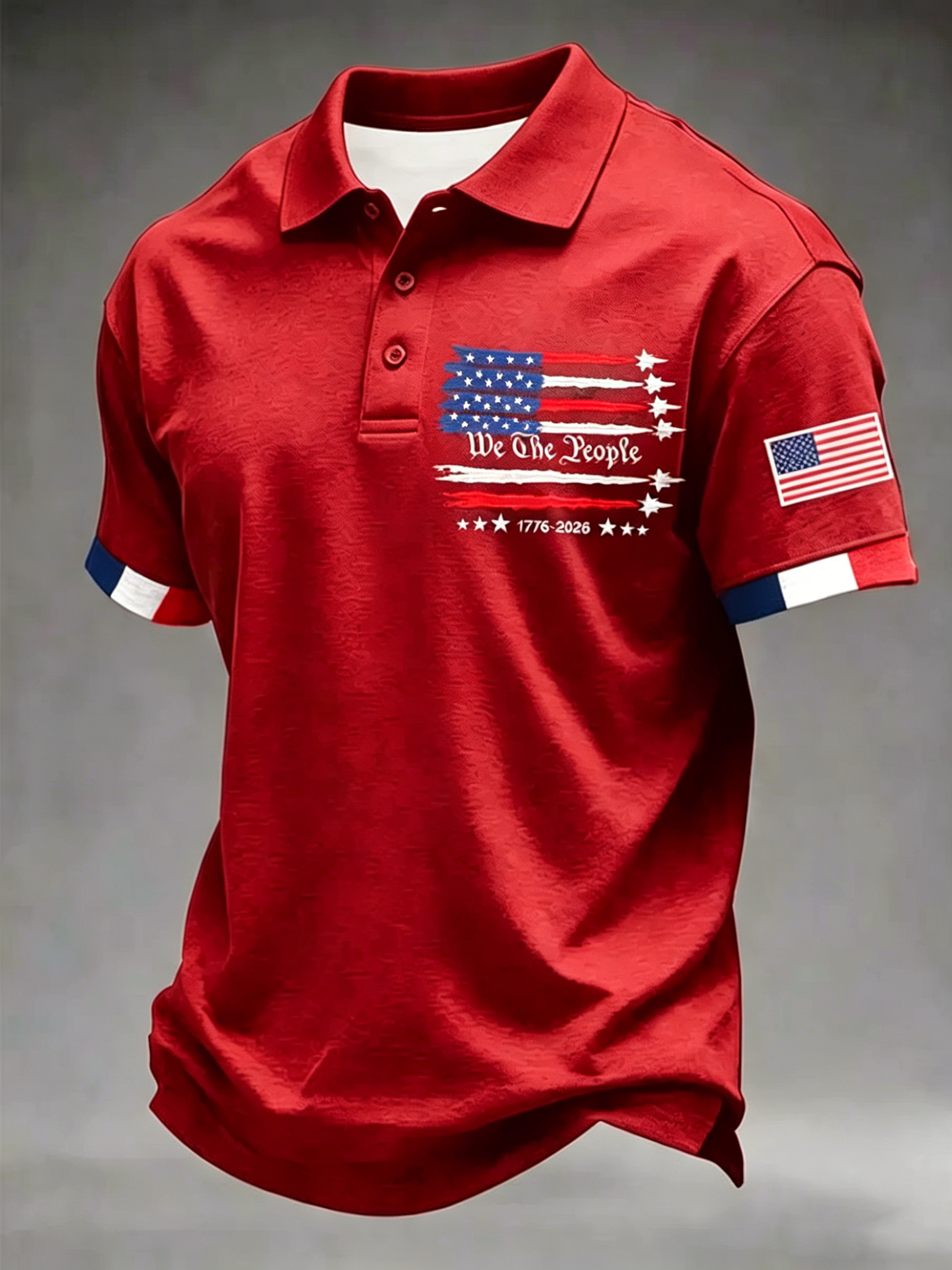 Men'S USA 1776-2026 Print Polo Shirt