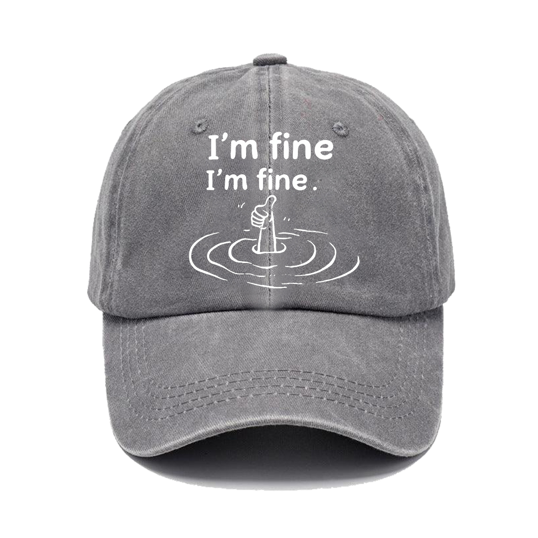 Silent Nod Cap | I'm Fine Humor Illustration Vintage Baseball Hat
