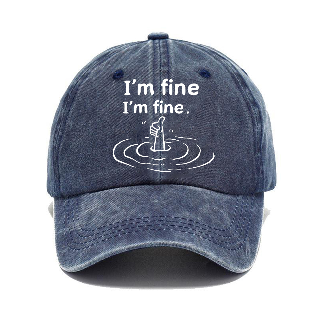 Silent Nod Cap | I'm Fine Humor Illustration Vintage Baseball Hat