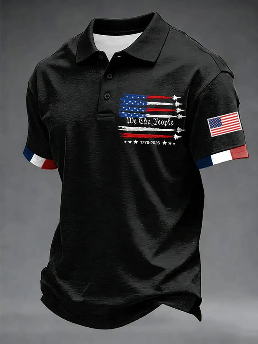 Men'S USA 1776-2026 Print Polo Shirt