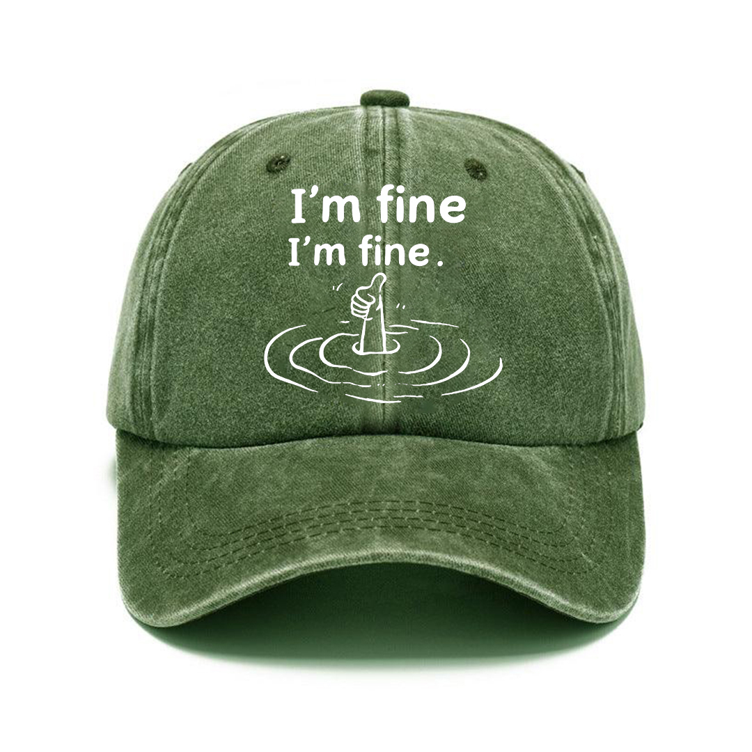 Silent Nod Cap | I'm Fine Humor Illustration Vintage Baseball Hat