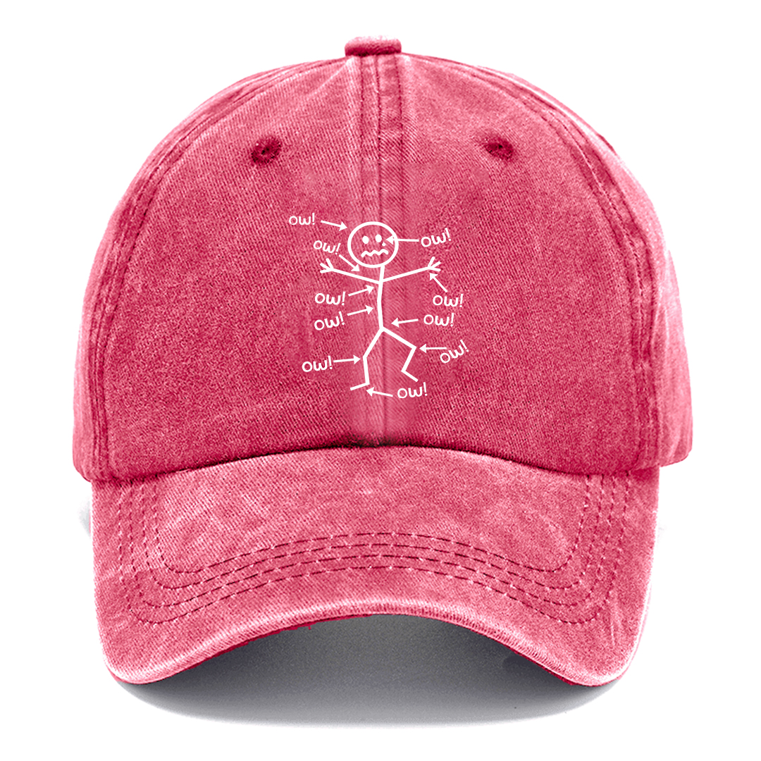 OW! Stickman Pain Meme Vintage Baseball Cap