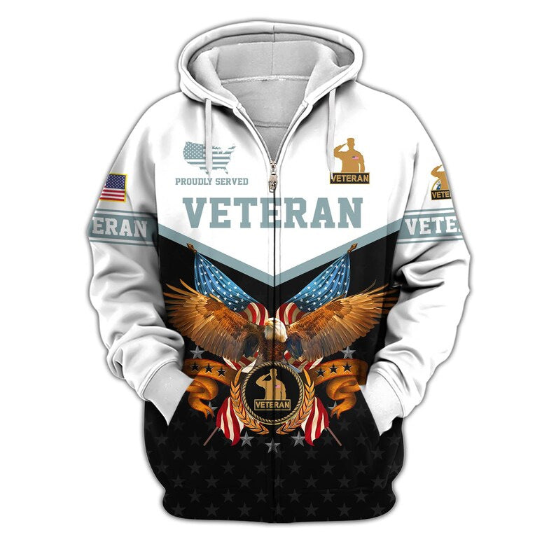 😊Premium US Veterans Zip Hoodie, Gifts For US Veterans, Veterans Day.