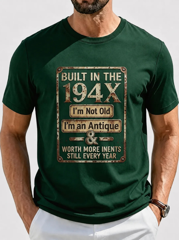 "Built In The 194X" Funny Vintage T-Shirt - "I'm An Antique" Retro Men's Graphic Tee