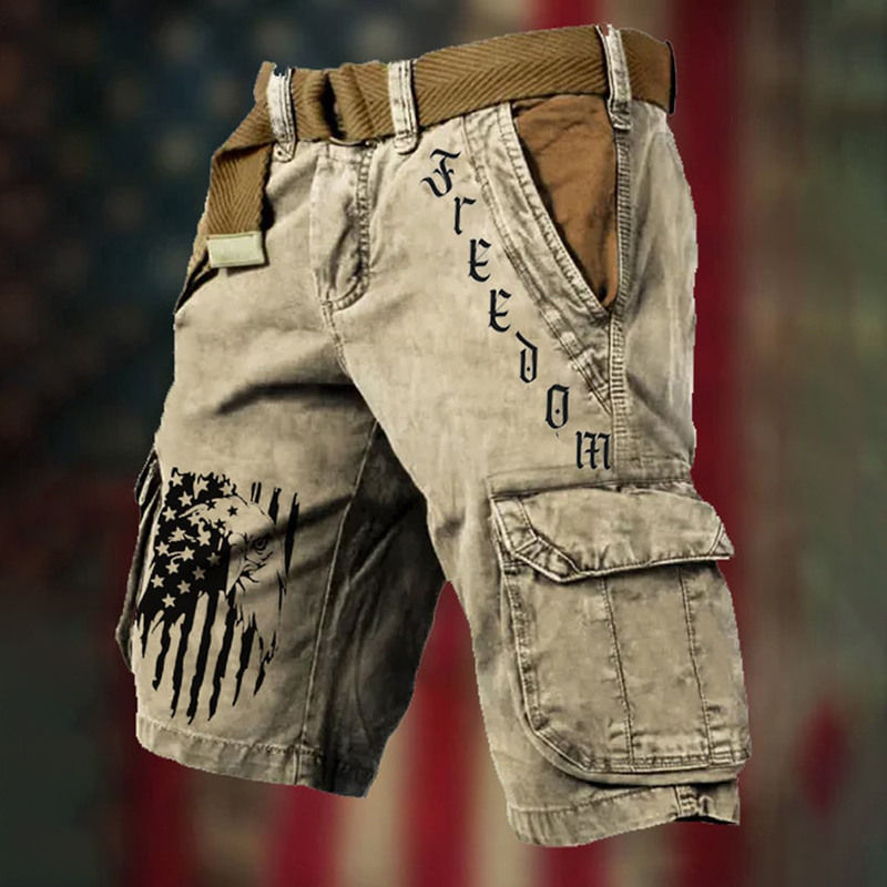 Men's Independence Day Freedom Print Casual Pockets Shorts