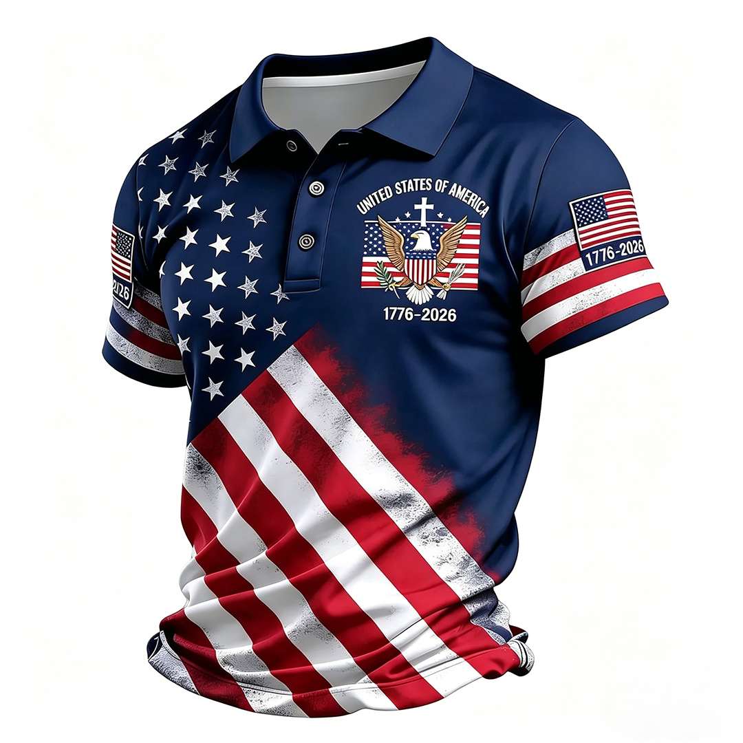 Men's American 250th Anniversary Casual Short-Sleeve Polo Shirt