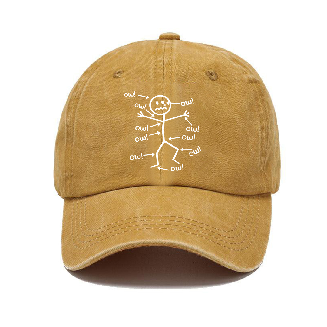 OW! Stickman Pain Meme Vintage Baseball Cap