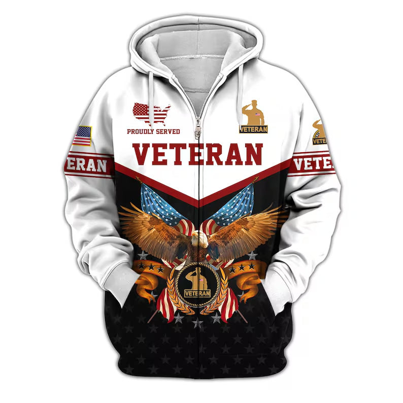 😊Premium US Veterans Zip Hoodie, Gifts For US Veterans, Veterans Day.