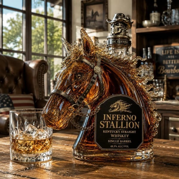 Inferno Stallion Single Barrel Whiskey Bottle