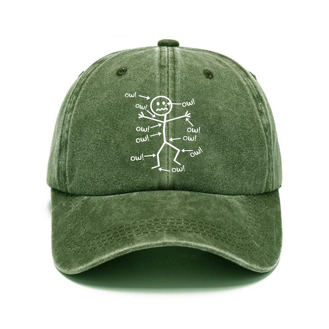 OW! Stickman Pain Meme Vintage Baseball Cap