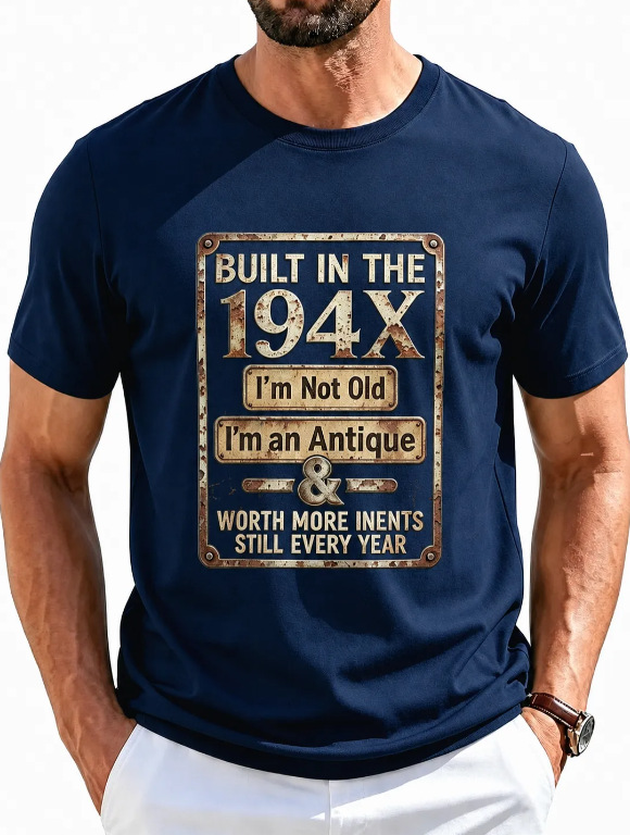 "Built In The 194X" Funny Vintage T-Shirt - "I'm An Antique" Retro Men's Graphic Tee