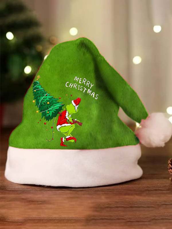 🎄Grinch Green Christmas Hat – Reversible Fleece for Kids & Adults🎅