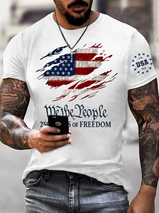 Men's 250th America Anniversary Casual Printed T-Shirt