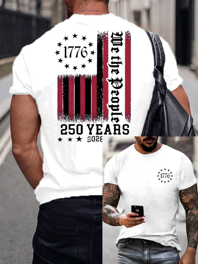 Men's Casual USA 250th Anniversary Printed Short-Sleeve T-Shirt