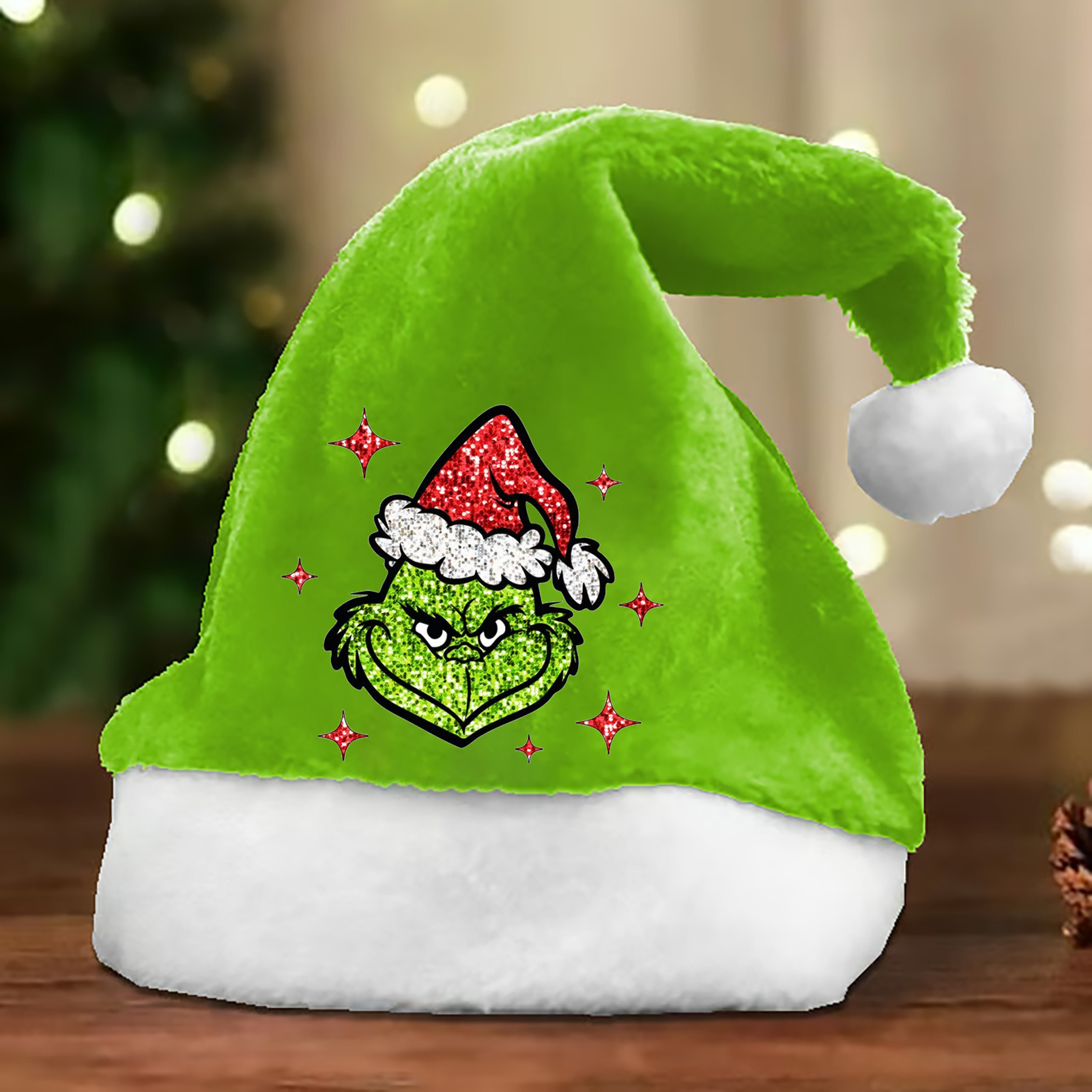 🎄Grinch Green Christmas Hat – Reversible Fleece for Kids & Adults🎅