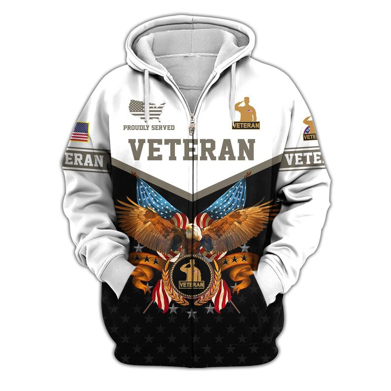 😊Premium US Veterans Zip Hoodie, Gifts For US Veterans, Veterans Day.