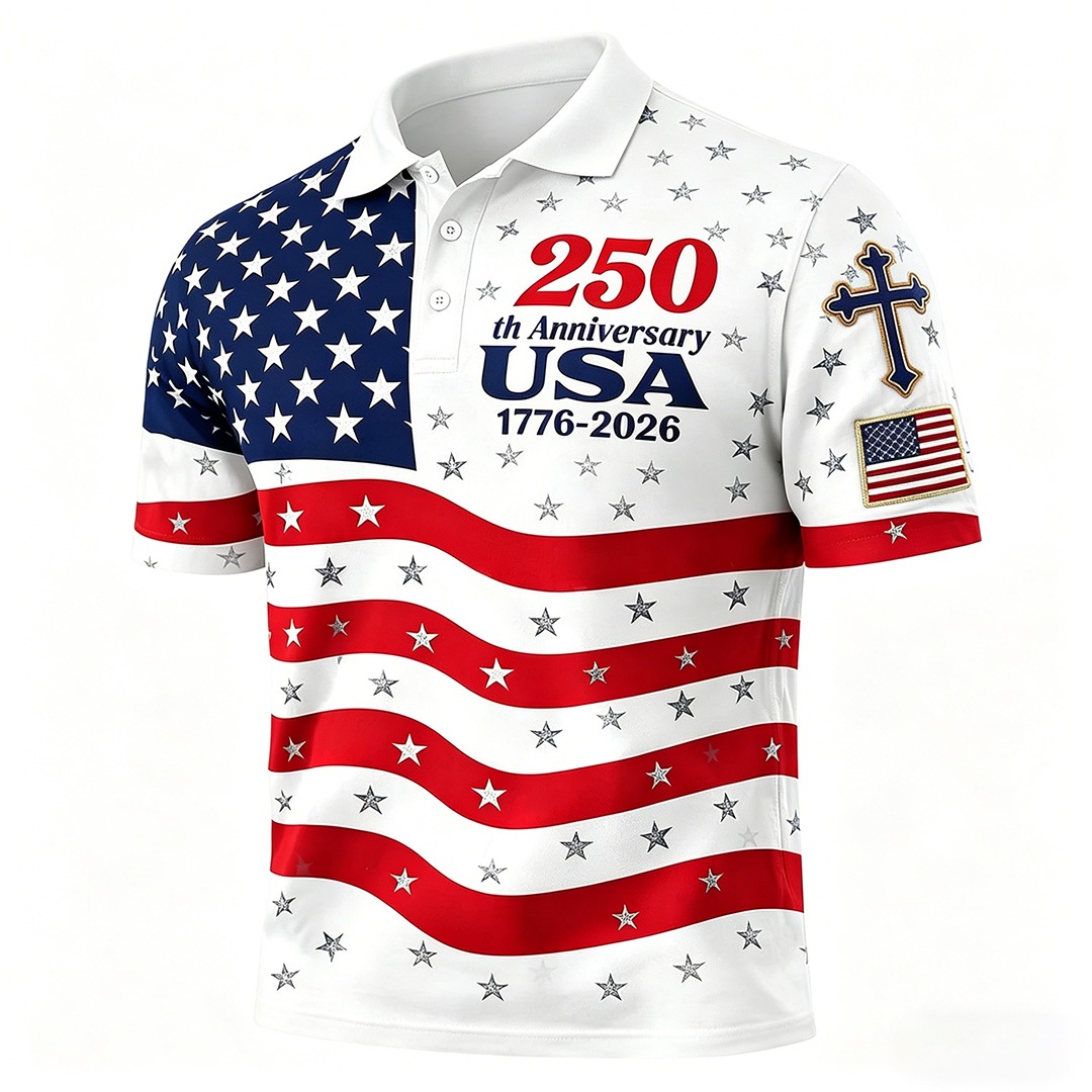 Men's American 250th Anniversary Casual Short-Sleeve Polo Shirt