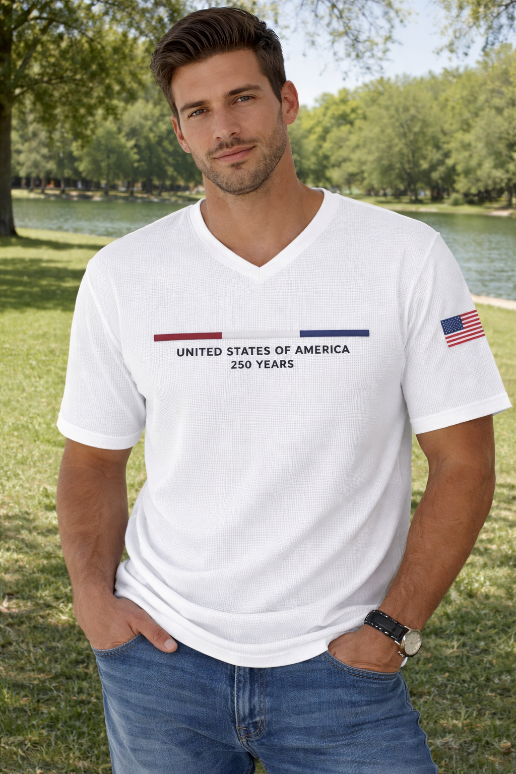 Men's USA 250th Anniversary Waffle Knit Tee – Limited Edition